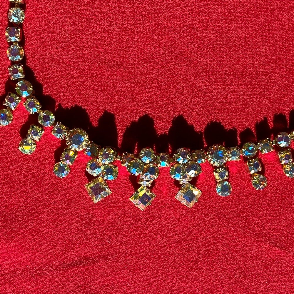Vintage Aurora Borealis Choker Necklace & Earrings set - Picture 7 of 14